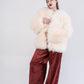 Sheepskin Coat with Burgundy Silk Lining - White