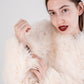 Sheepskin Coat with Burgundy Silk Lining - White