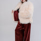 Sheepskin Coat with Burgundy Silk Lining - White