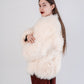 Sheepskin Coat with Burgundy Silk Lining - White