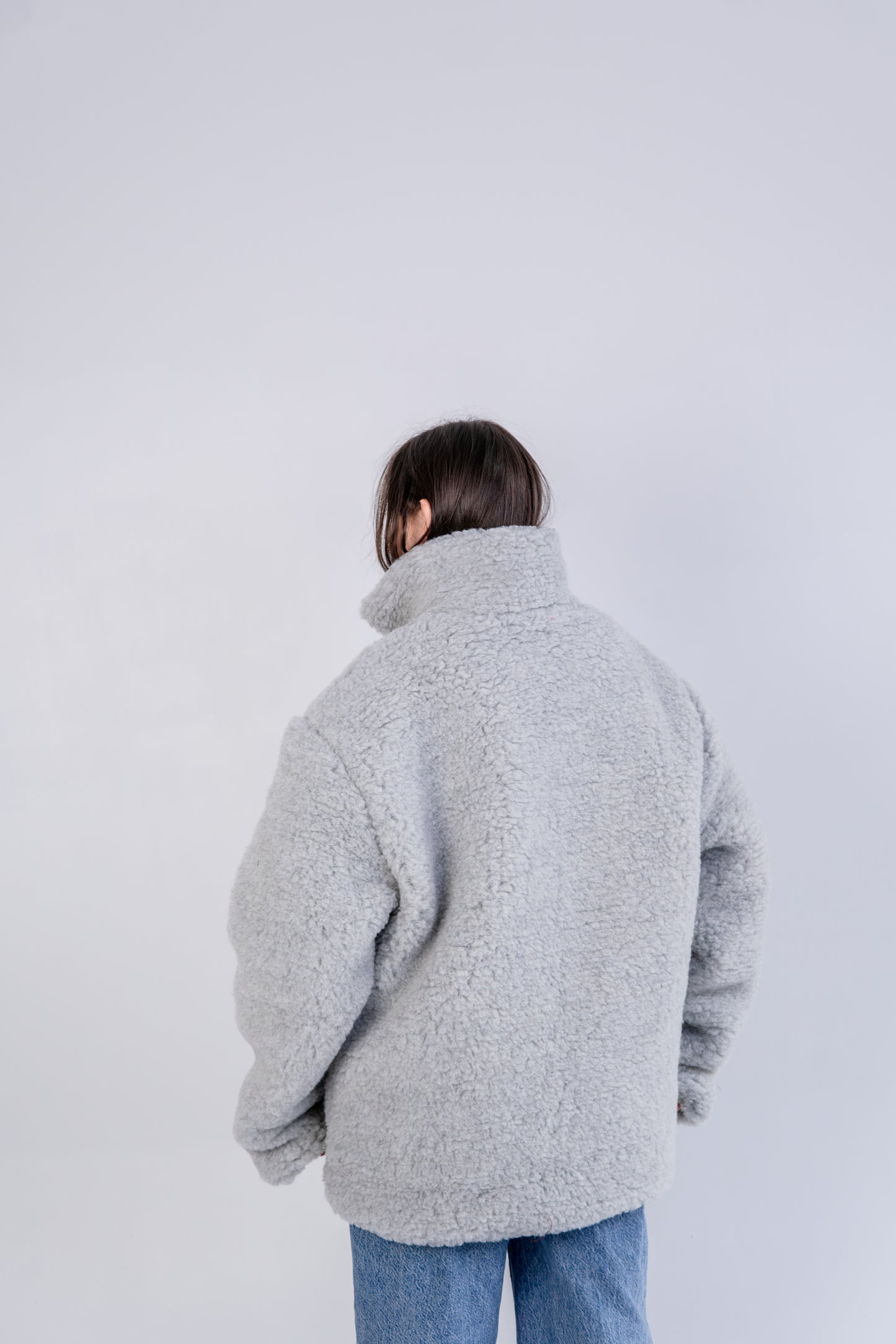 Men's Oversized Wool Jacket - Light Grey