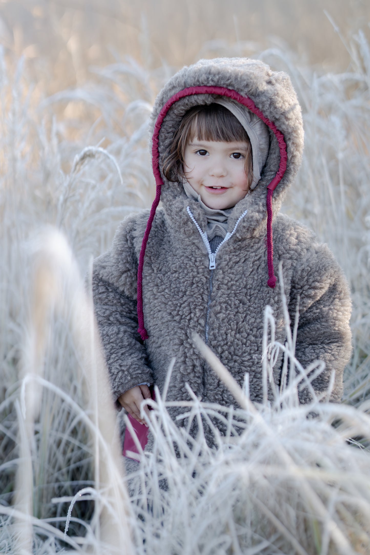 Baby/Kid Jacket in Teddy Wool - Melange Brown