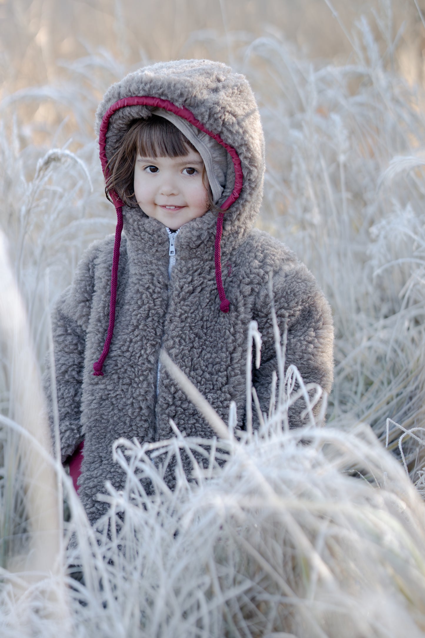 Baby/Kid Jacket in Teddy Wool - Melange Brown