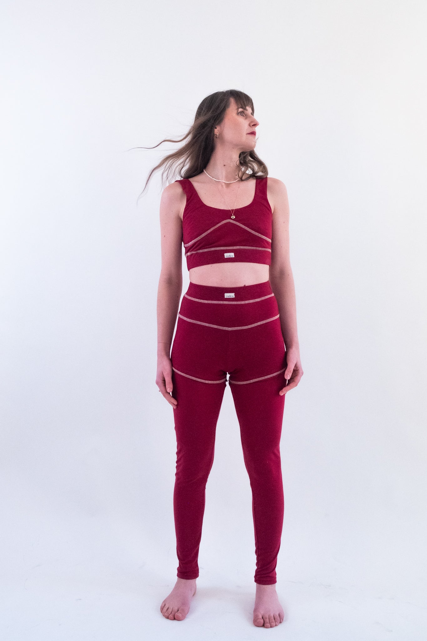 Lyocell/Wool Sports Leggings - Burgundy