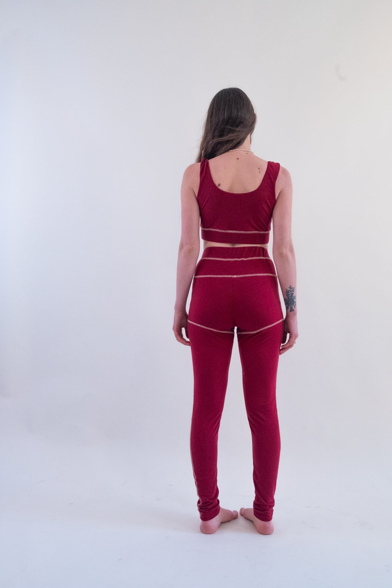 Lyocell/Wool Sports Leggings - Burgundy