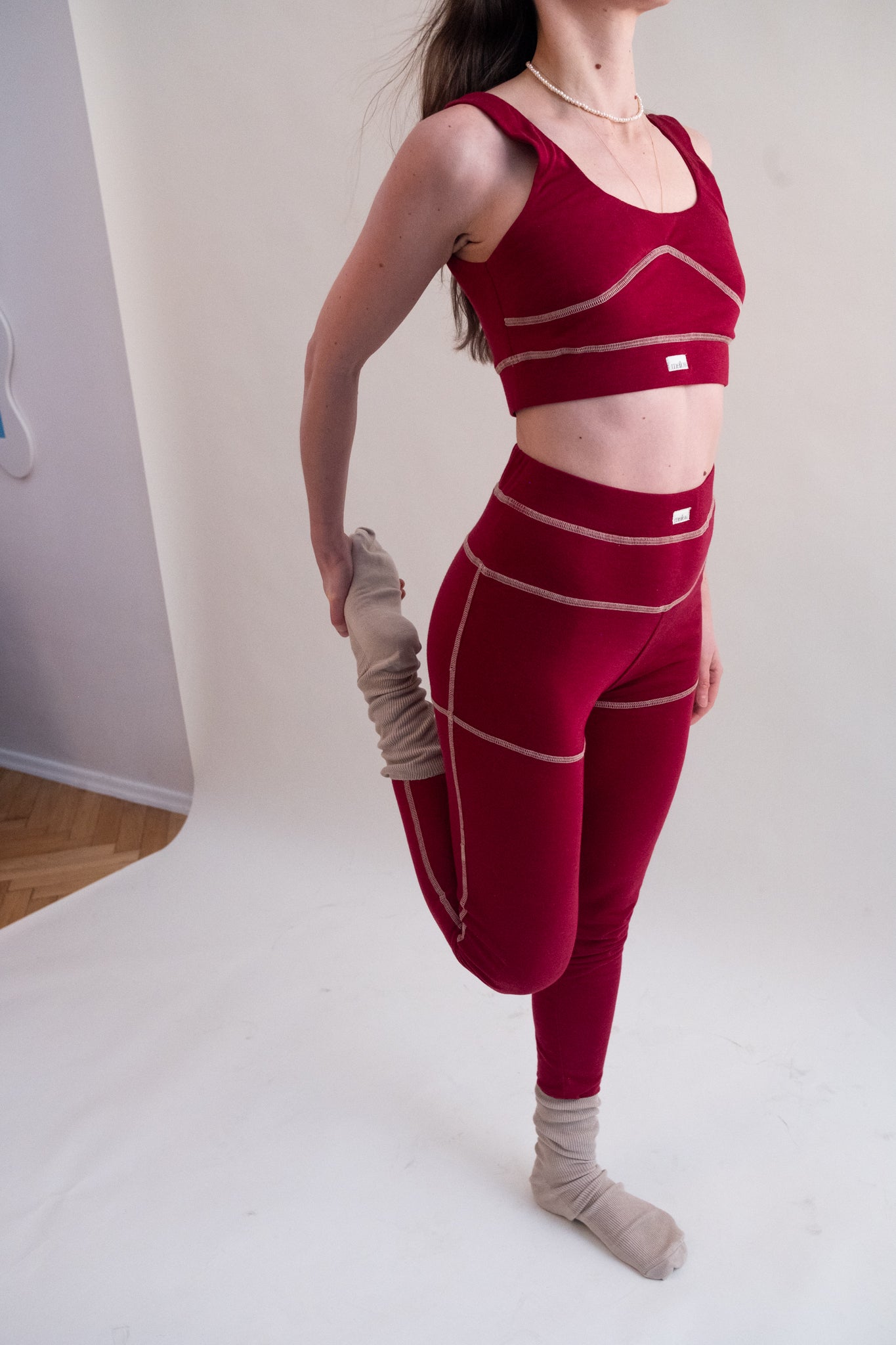 Lyocell/Wool Sports Leggings - Burgundy