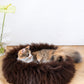 Round Natural Sheepskin Pet Bed - Brown