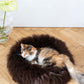 Round Natural Sheepskin Pet Bed - Brown