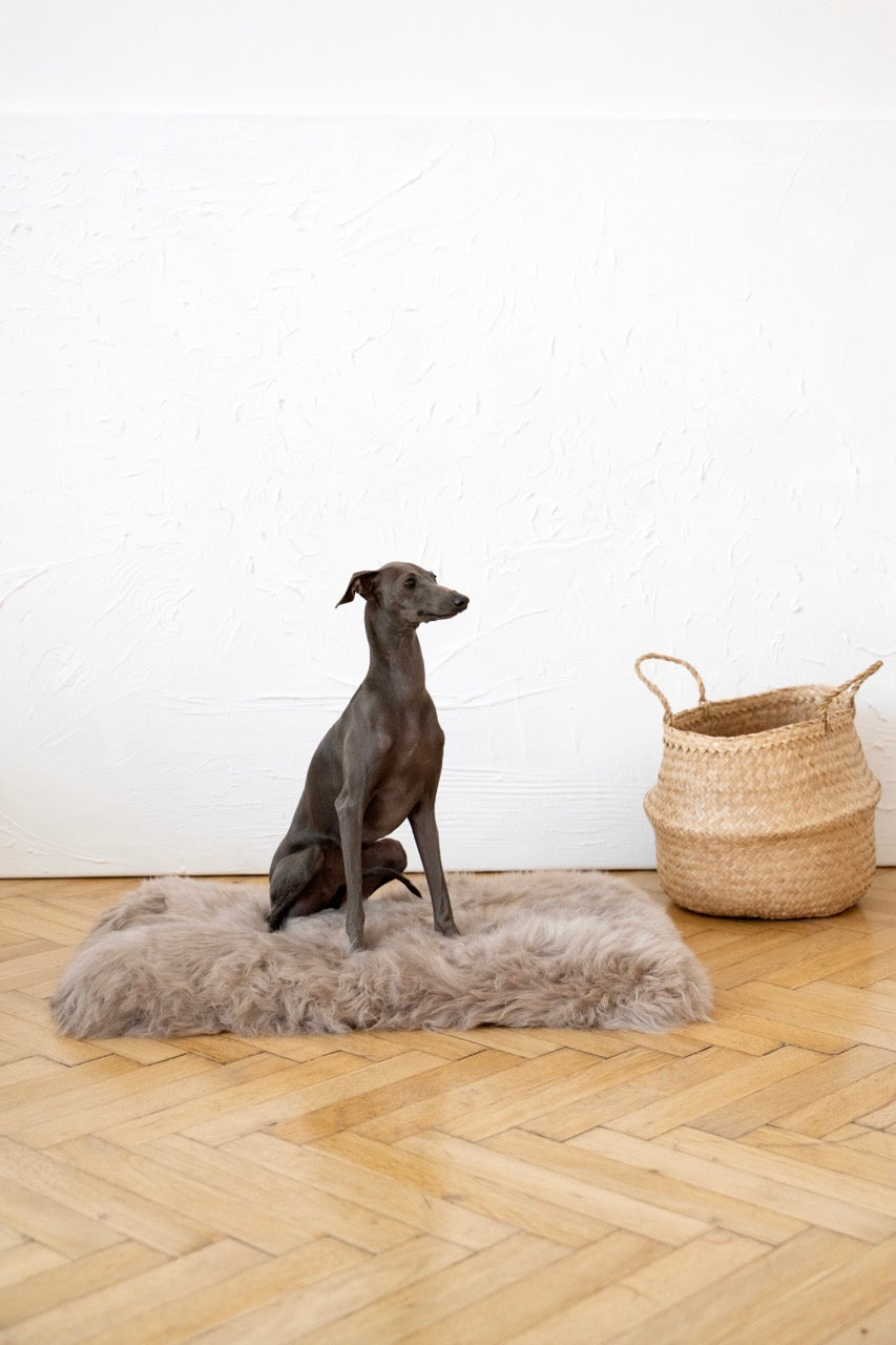 Square or Rectangular Natural Sheepskin Pet Mat - Greige