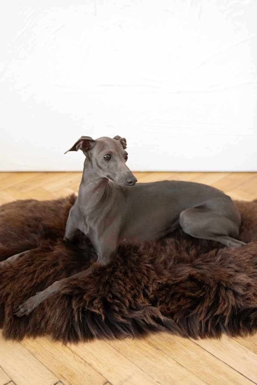 Square or Rectangular Natural Sheepskin Pet Mat - Brown