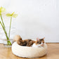 Round Natural Wool Pet Bed - White