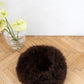 Round Natural Sheepskin Pet Bed - Brown