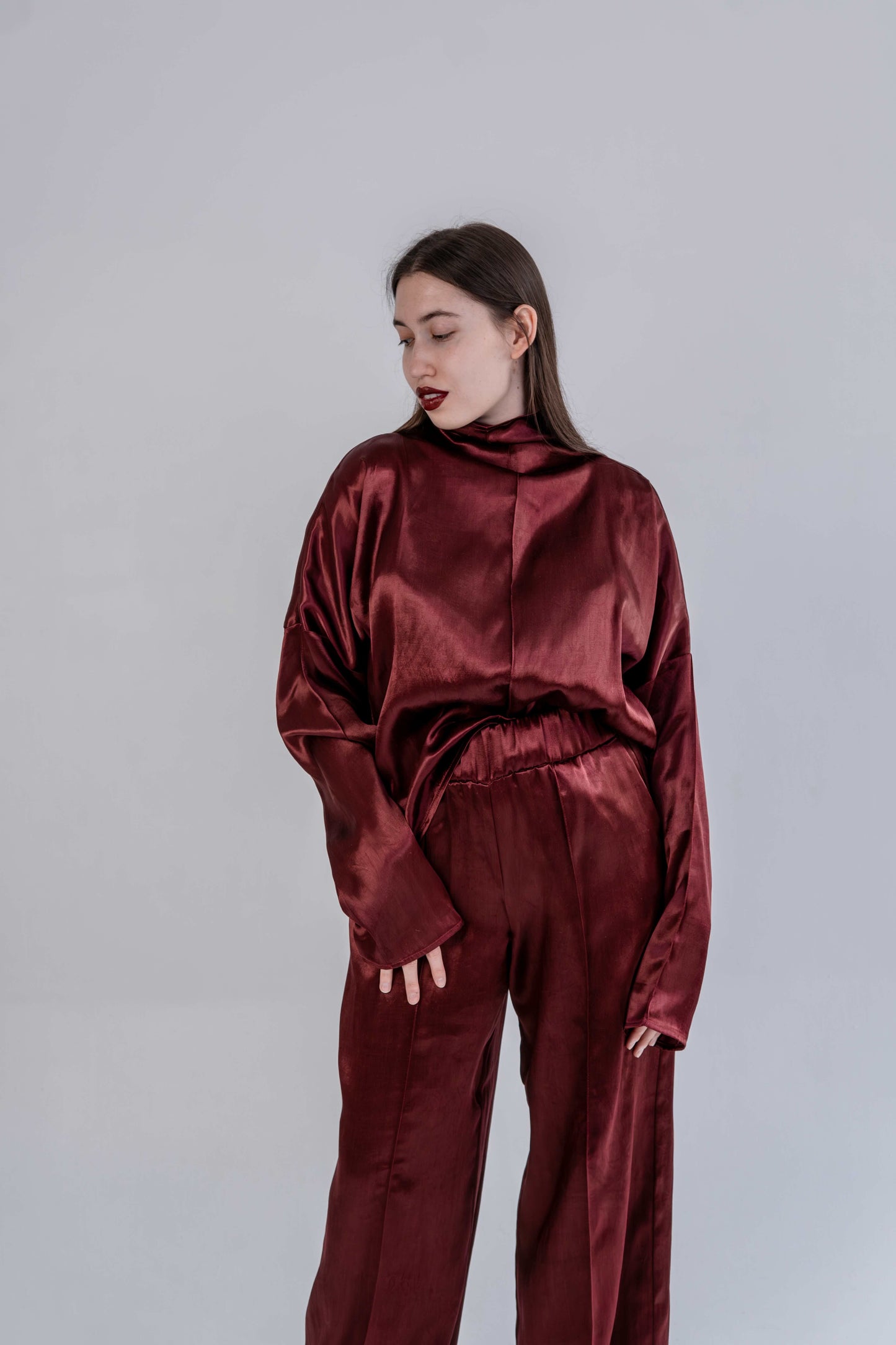 Silk/Cotton Clothing Set - Burgundy