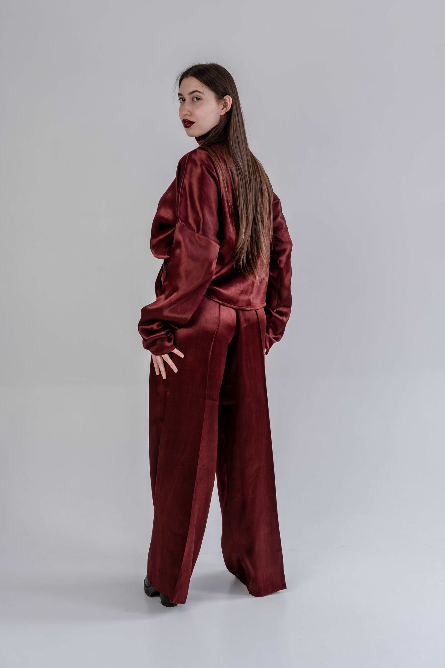 Silk/Cotton Clothing Set - Burgundy