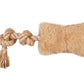 A sustainable Natural Sheepskin Dog Tug Toy with a tassel made from tan rope from Mellow Pet Store.