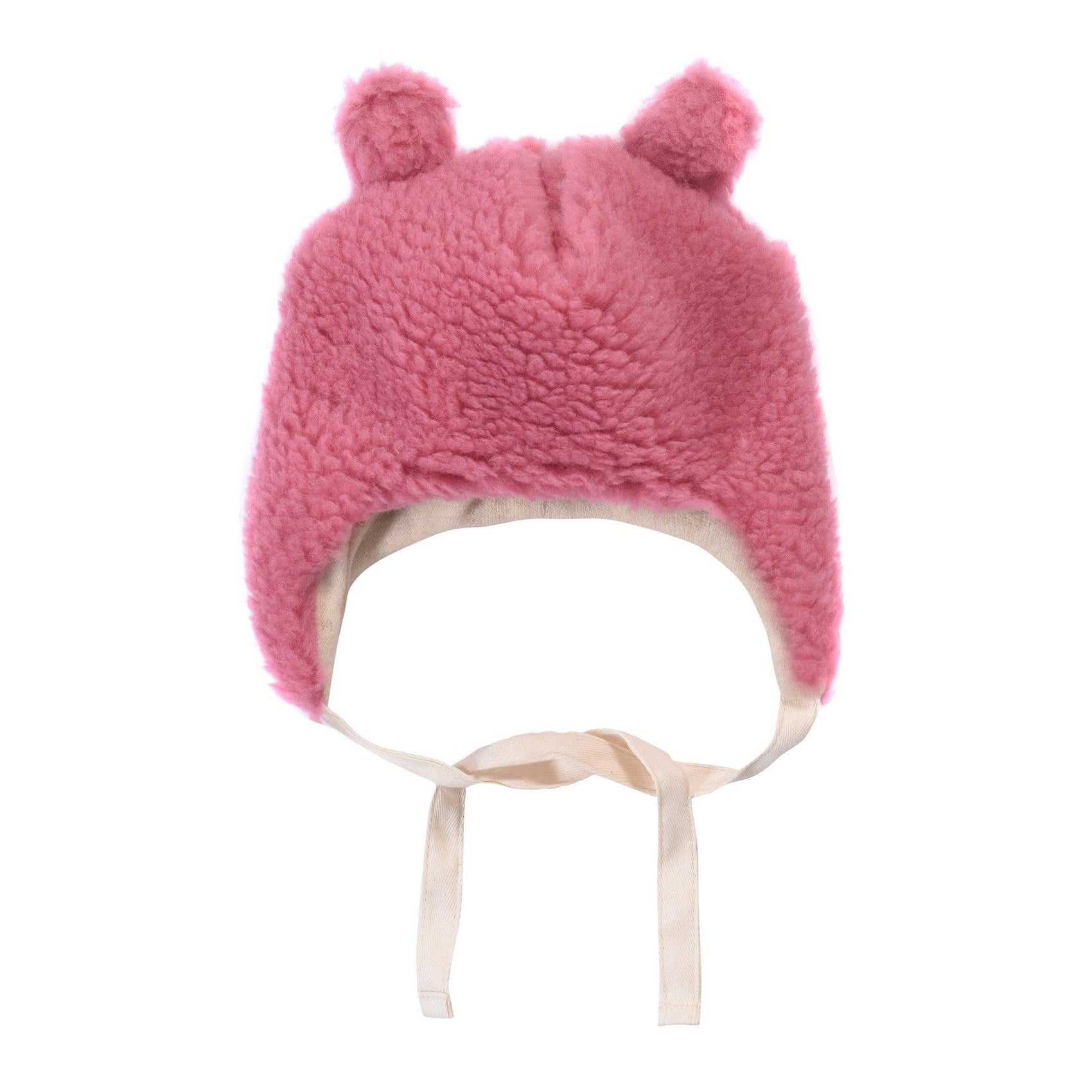 Pink Bear Woolen Baby Hat