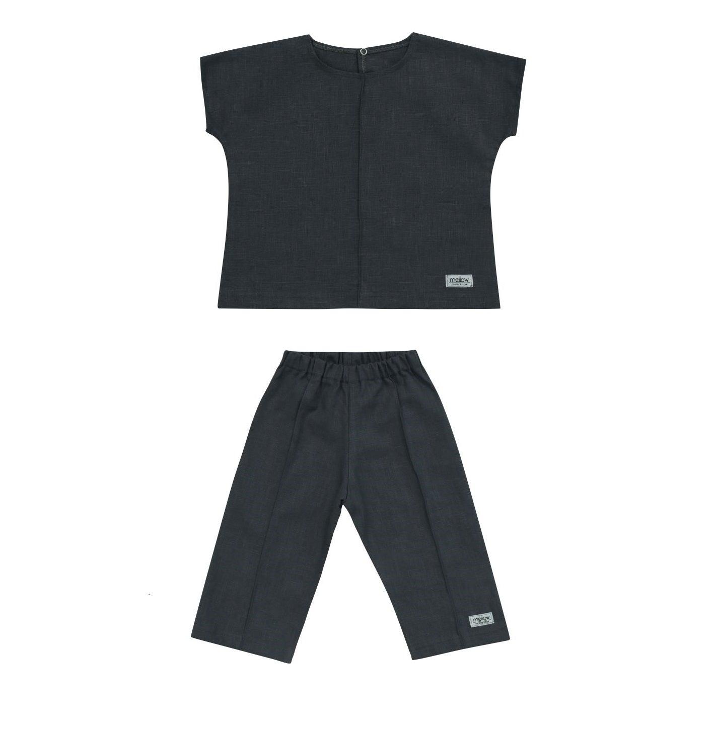 Ramie Baby/Kid Clothing Set - Charcoal