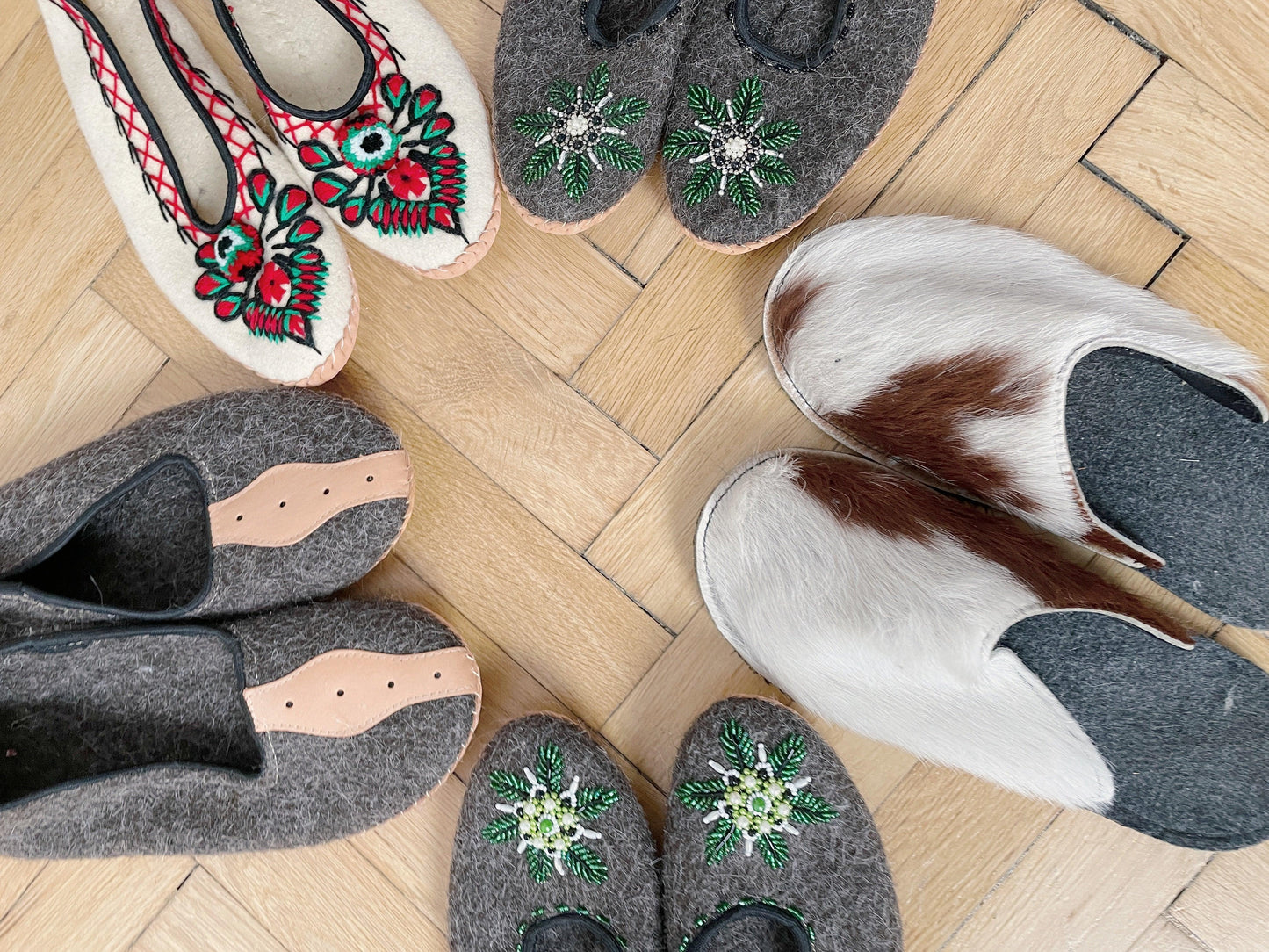 Adult Woolen Slippers (felt) with ornaments